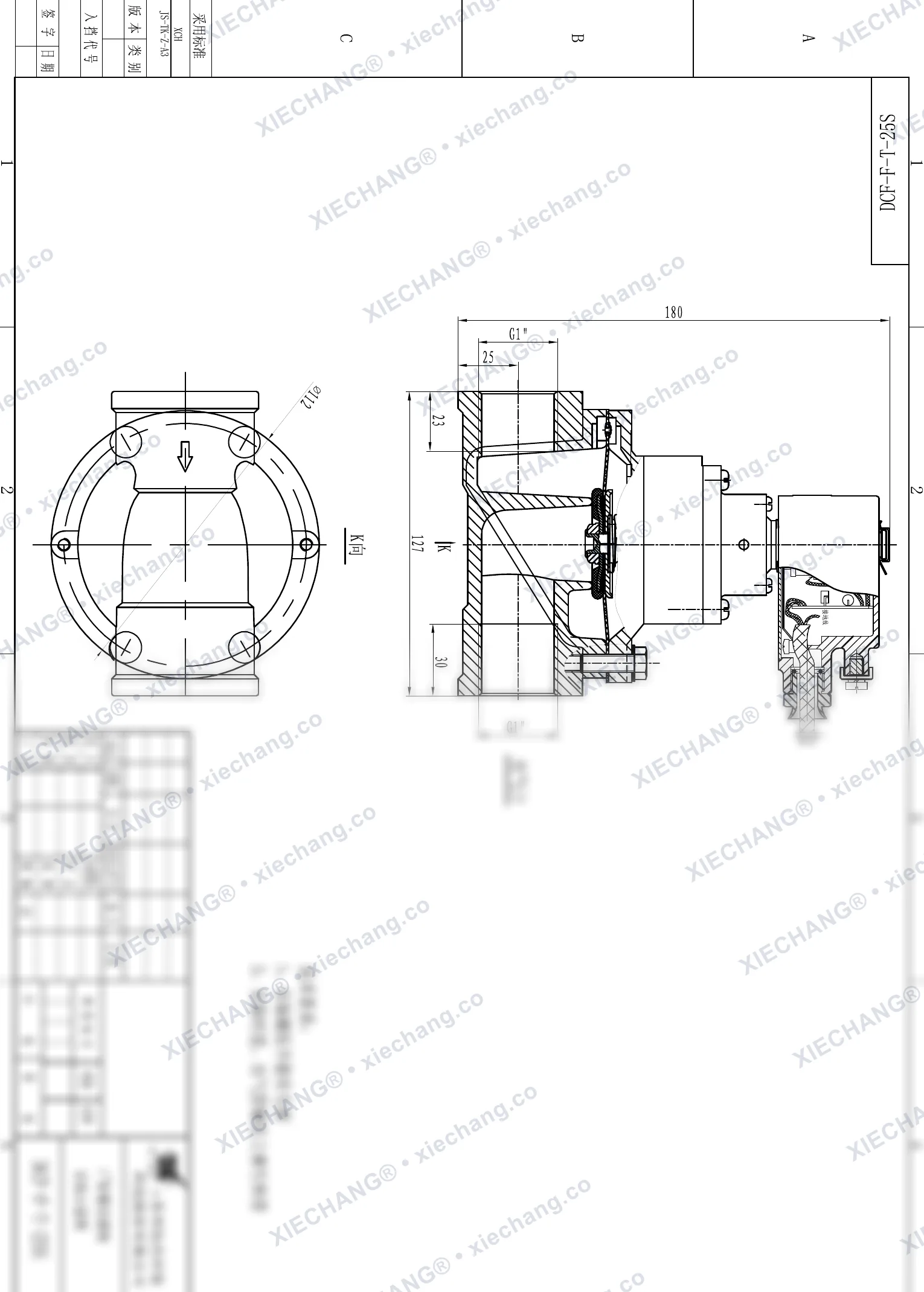 DCF-F-T-25S · 1" (DN25) · شیر پالسی مستقیم ضدانفجار — نقشه نصب