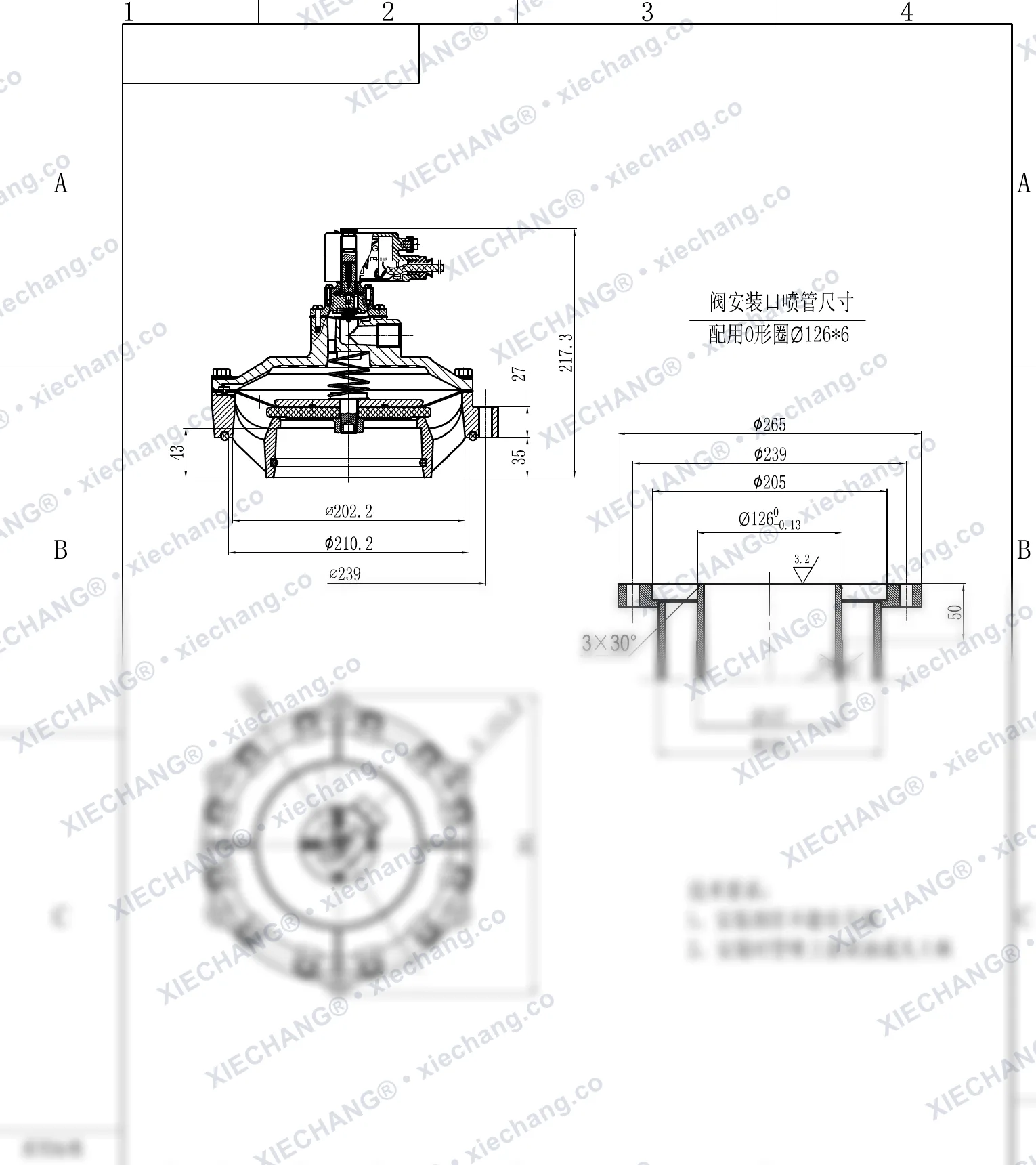 DCF-F-Y-115S · 4.5" · شیر پالسی غوطه‌ور/مغروق ضدانفجار — نقشه نصب