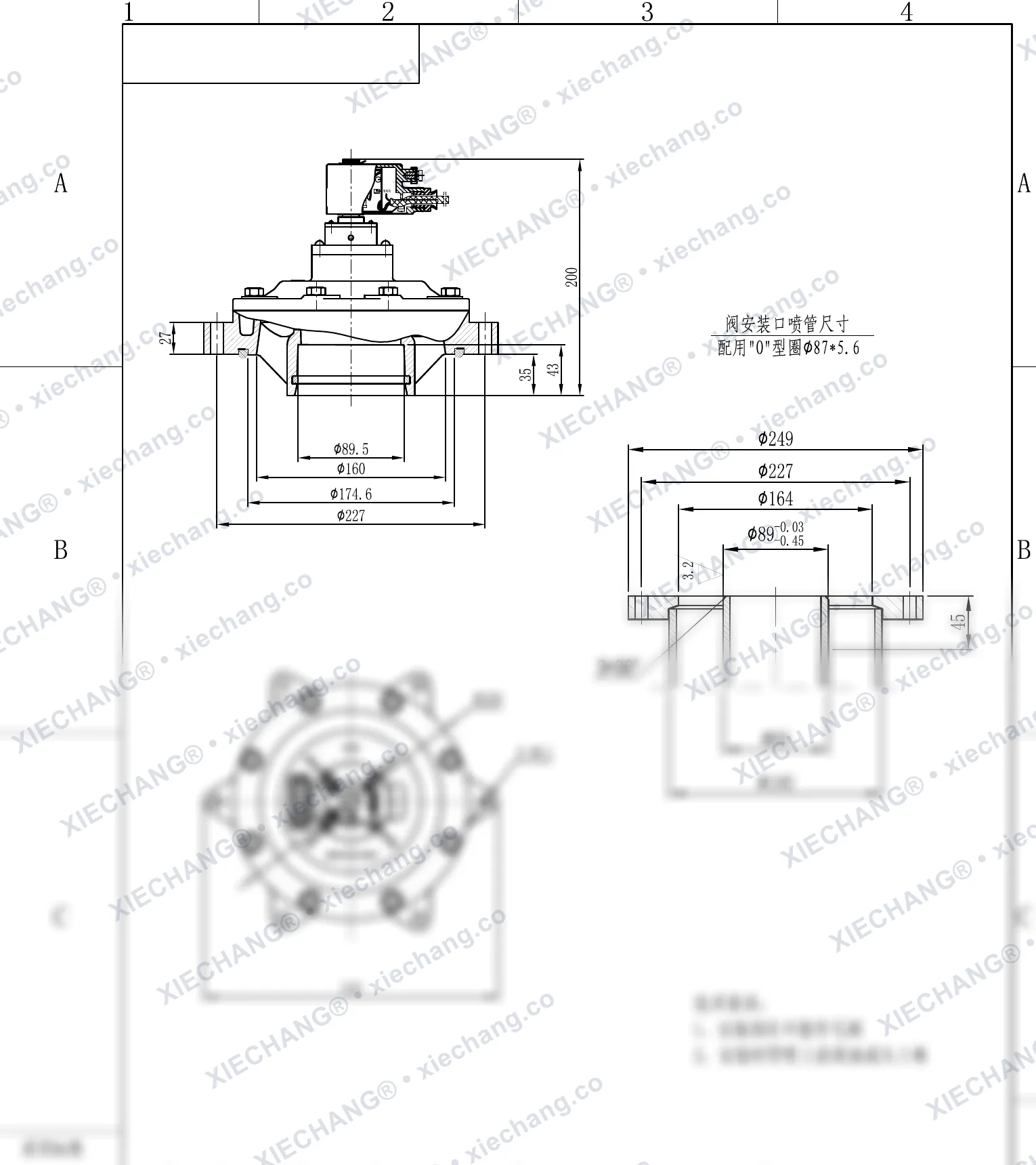 DCF-F-Y-76S(اورینگ استاندارد) · 3" · شیر پالسی غوطه‌ور/مغروق ضدانفجار — نقشه نصب
