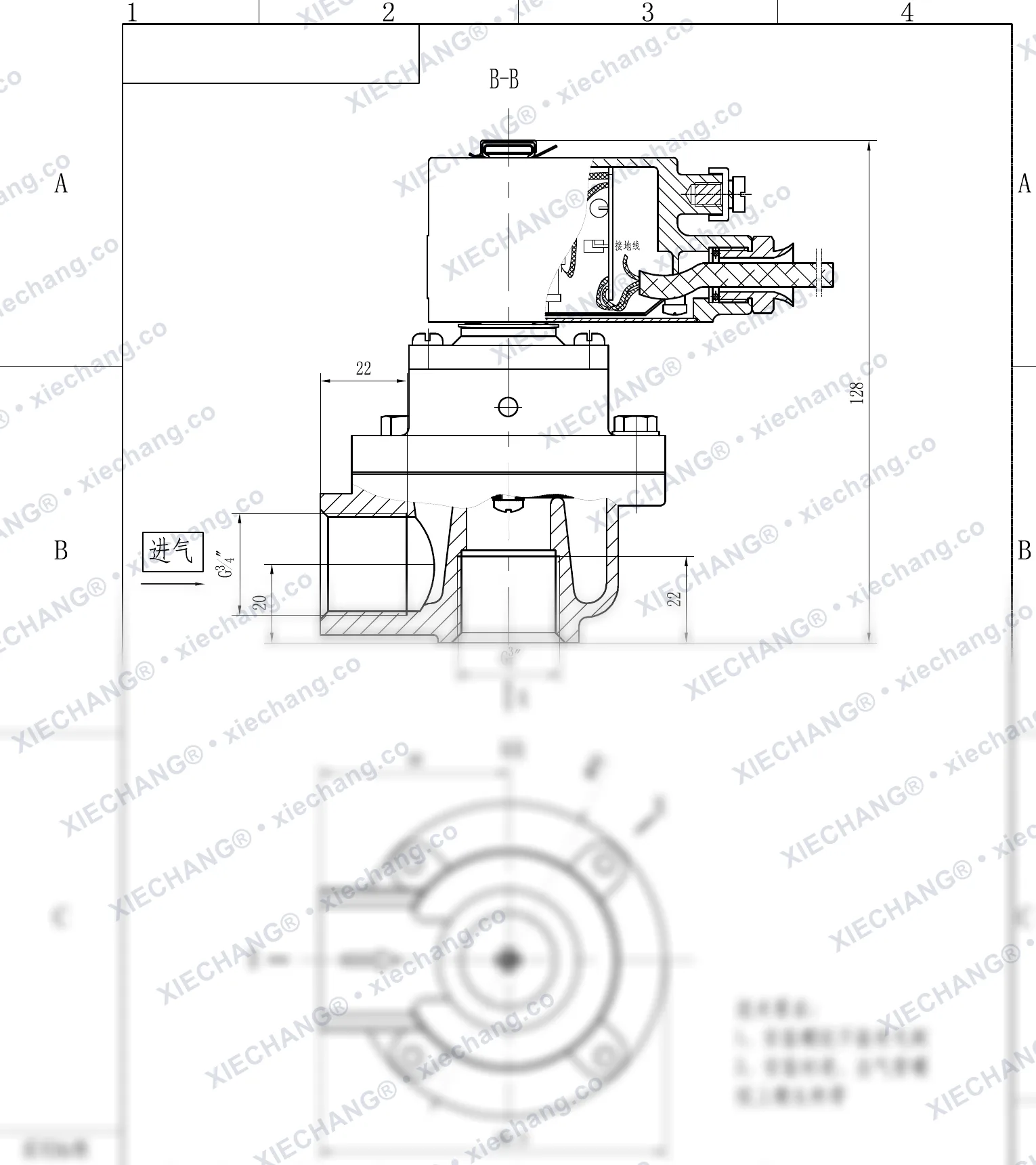 DCF-F-Z-20 · 3/4" · شیر پالسی زاویه‌دار ضدانفجار — نقشه نصب