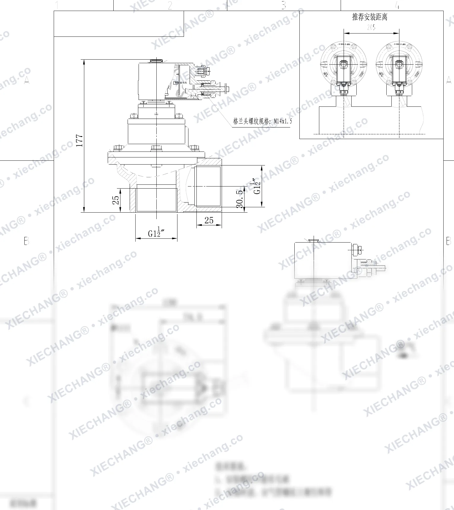 DCF-F-Z-40S-C · 1½" · شیر پالسی زاویه‌دار ضدانفجار (right-angle) — نقشه نصب