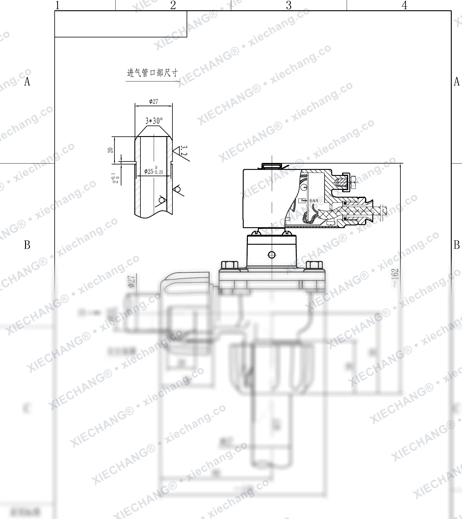 DCF-F-ZM-20 · 3/4" · شیر پالسی زاویه‌دار رزوه نر ضدانفجار (male-thread) — نقشه نصب