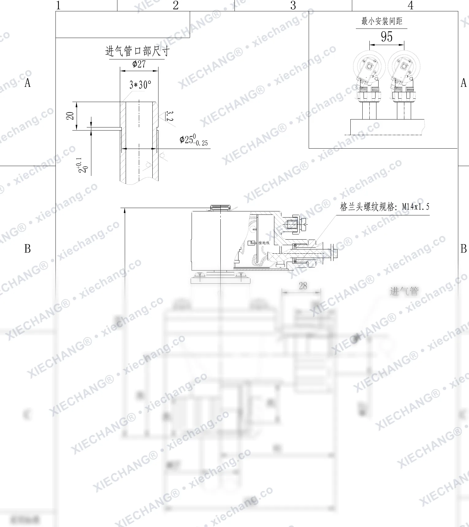 DCF-F-ZM-20-C · 3/4" · شیر پالسی رزوه نر ضدانفجار (male-thread) — نقشه نصب