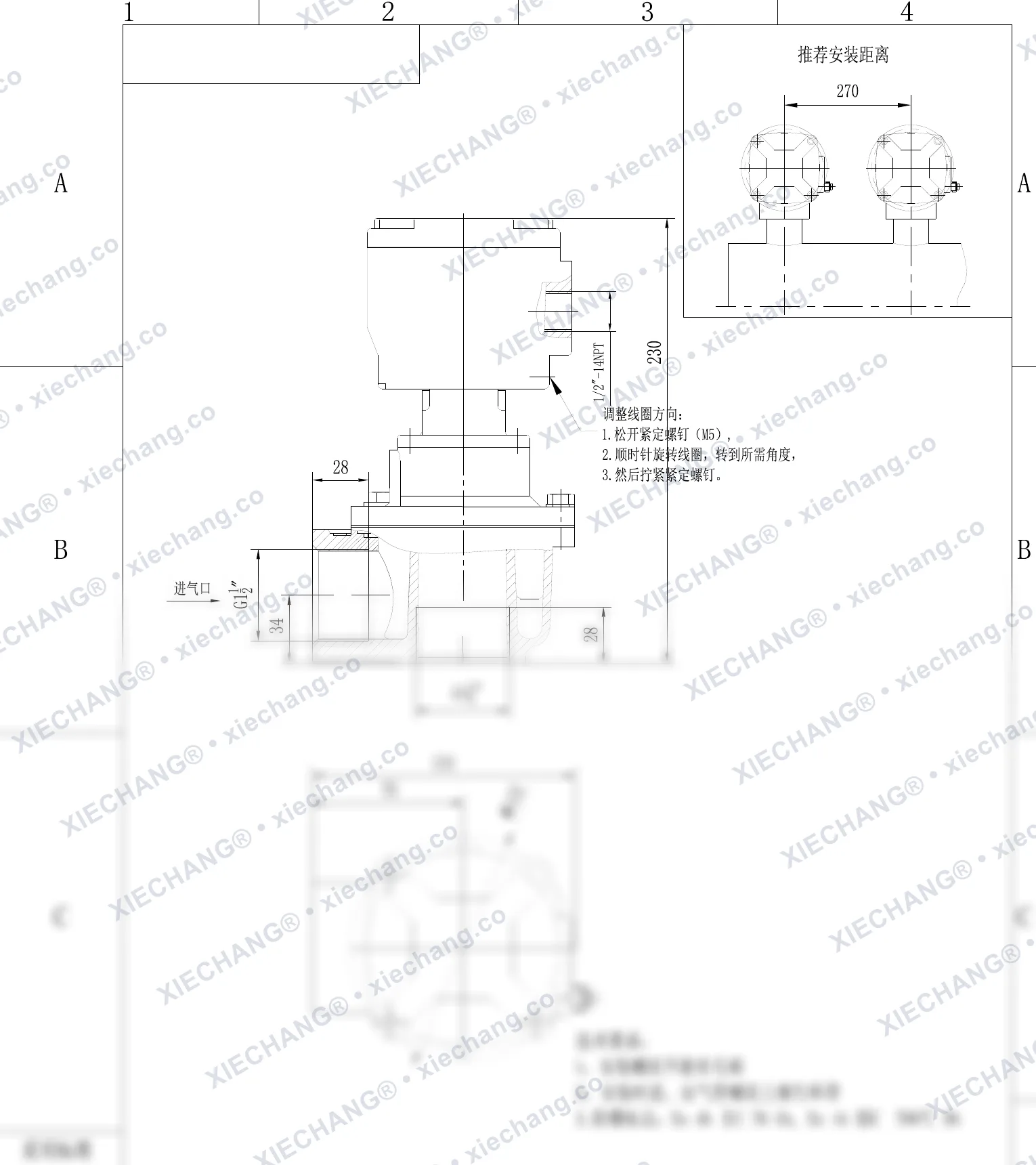 DCF-F2-Z-40S · 1½" · شیر پالسی زاویه‌دار ضدانفجار — نقشه نصب