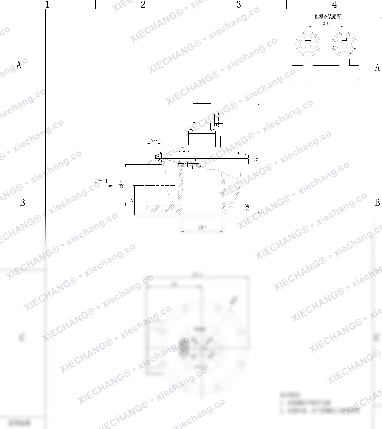 DCF-Z-102S.B · 3.5" · شیر پالسی زاویه‌دار — نقشه نصب