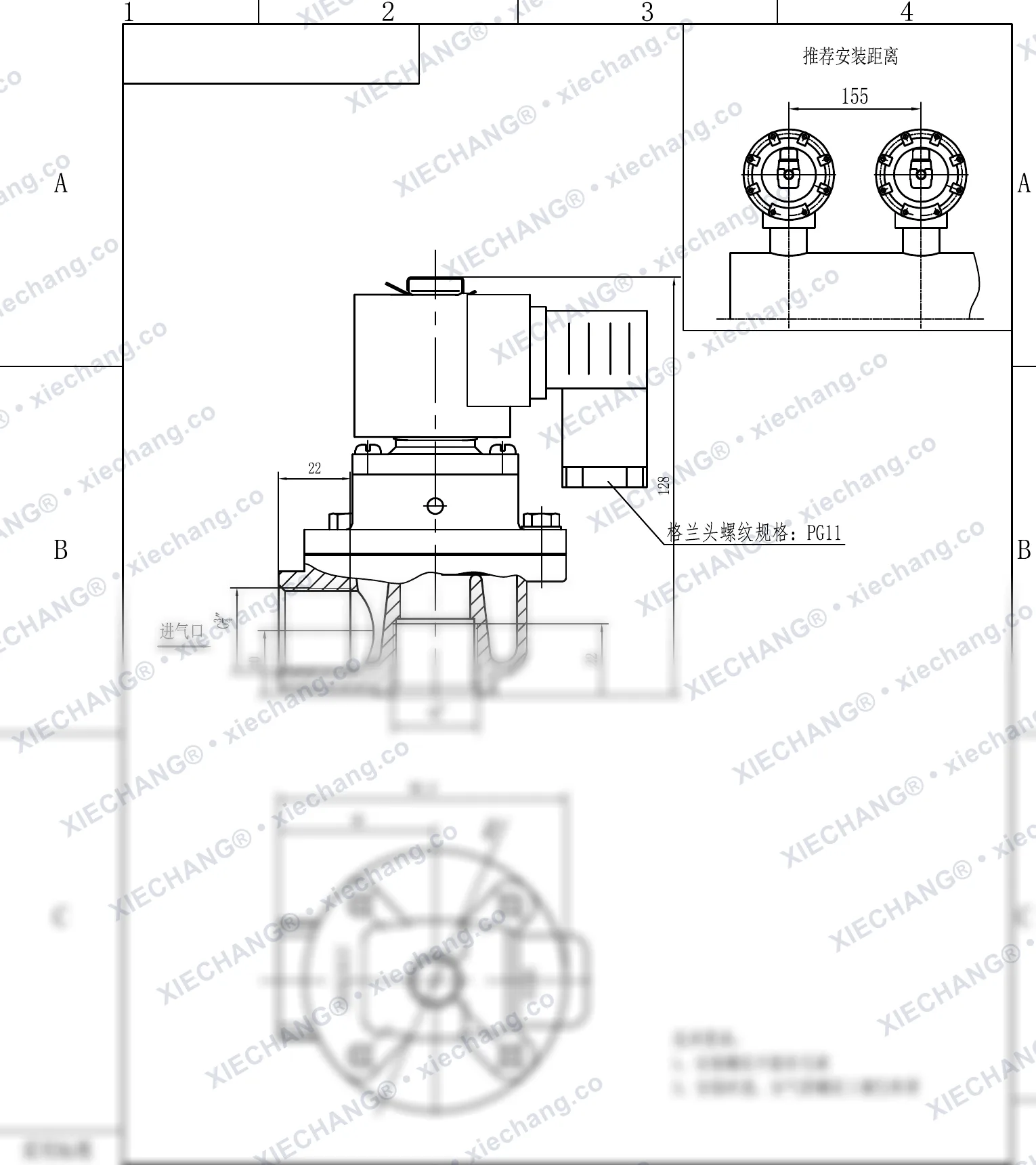 DCF-Z-20 · 3/4" · شیر پالسی زاویه‌دار — نقشه نصب