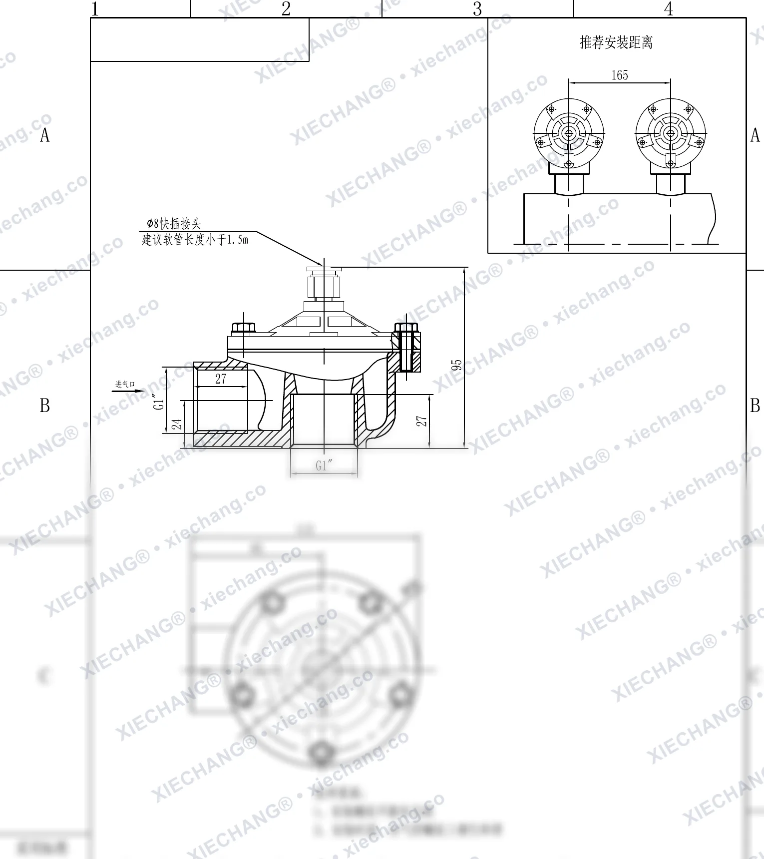 DCF-Z-25-DXK · 1" · شیر پالسی زاویه‌دار — نقشه نصب