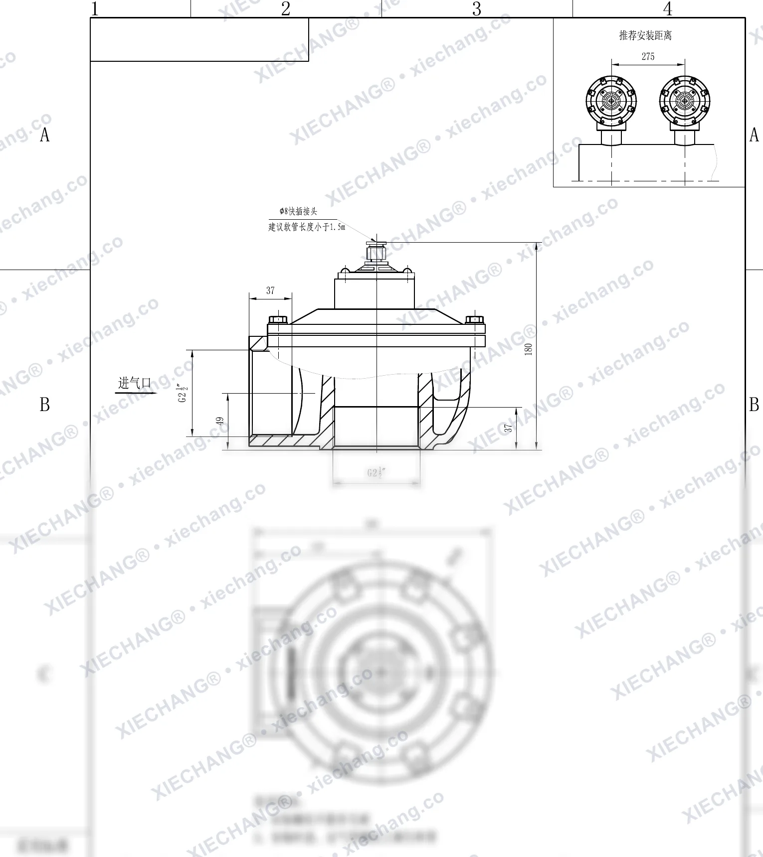 DCF-Z-62S-DXK · 2½" · شیر پالسی زاویه‌دار (پایلوت‌دار DXK) — نقشه نصب