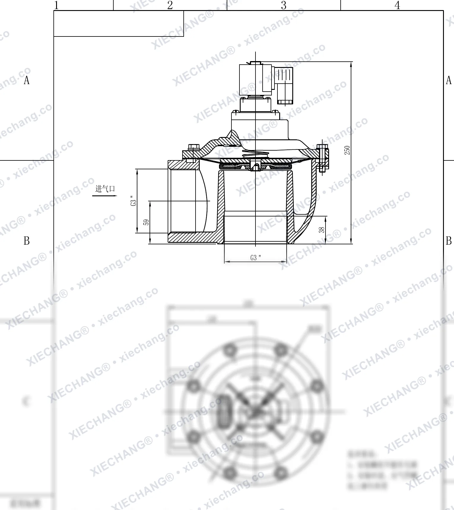 DCF-Z-76S · 3" (DN76) · شیر پالسی زاویه‌دار — نقشه نصب