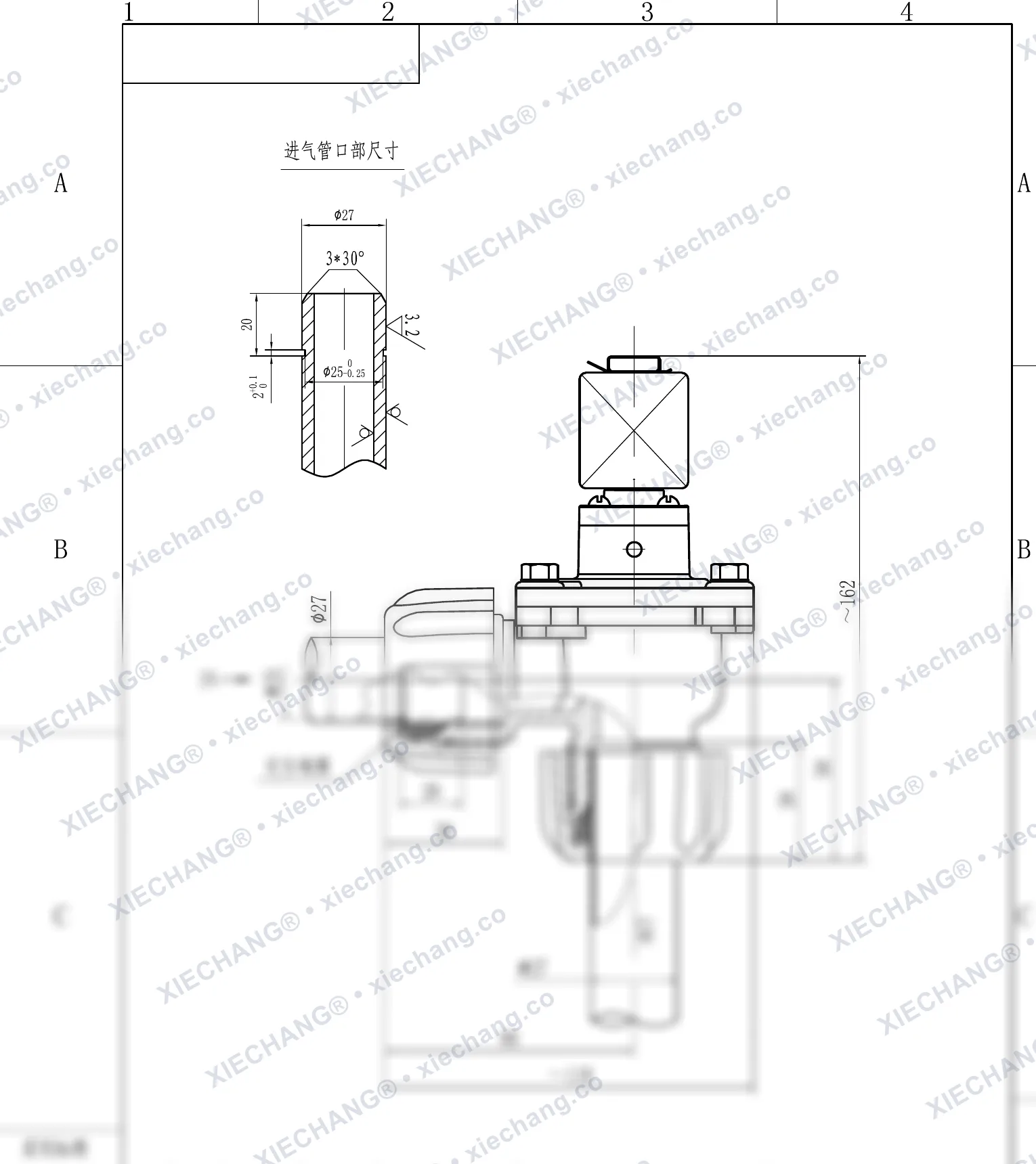 DCF-ZM-20 · 3/4" · شیر پالسی زاویه‌دار رزوه نر (male-thread) — نقشه نصب