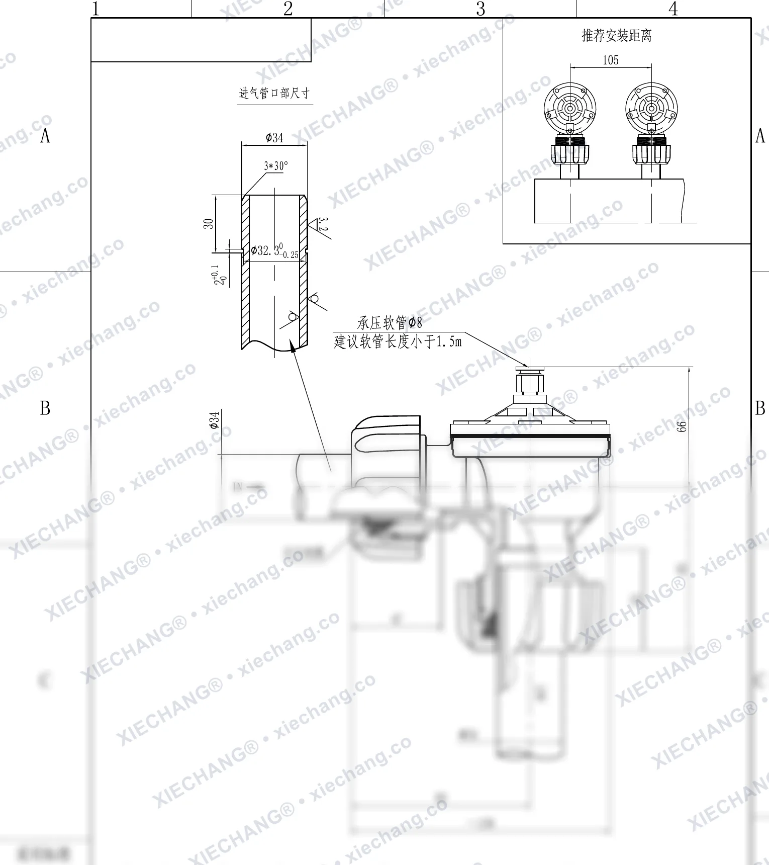 DCF-ZM-25-DXK · 1" · شیر رزوه نر (شیر پالسی زاویه‌دار رزوه نر) — نقشه نصب