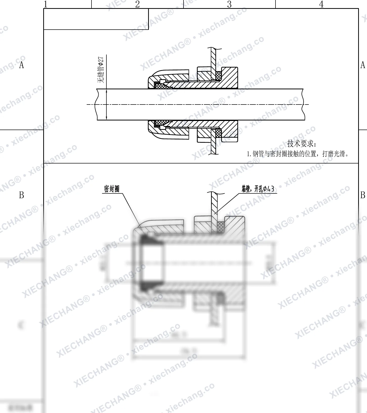 XC-XBD-20 · DN20 · اتصال دیواره‌ای (bulkhead) تک‌رزوه (مونتاژ) — نقشه نصب