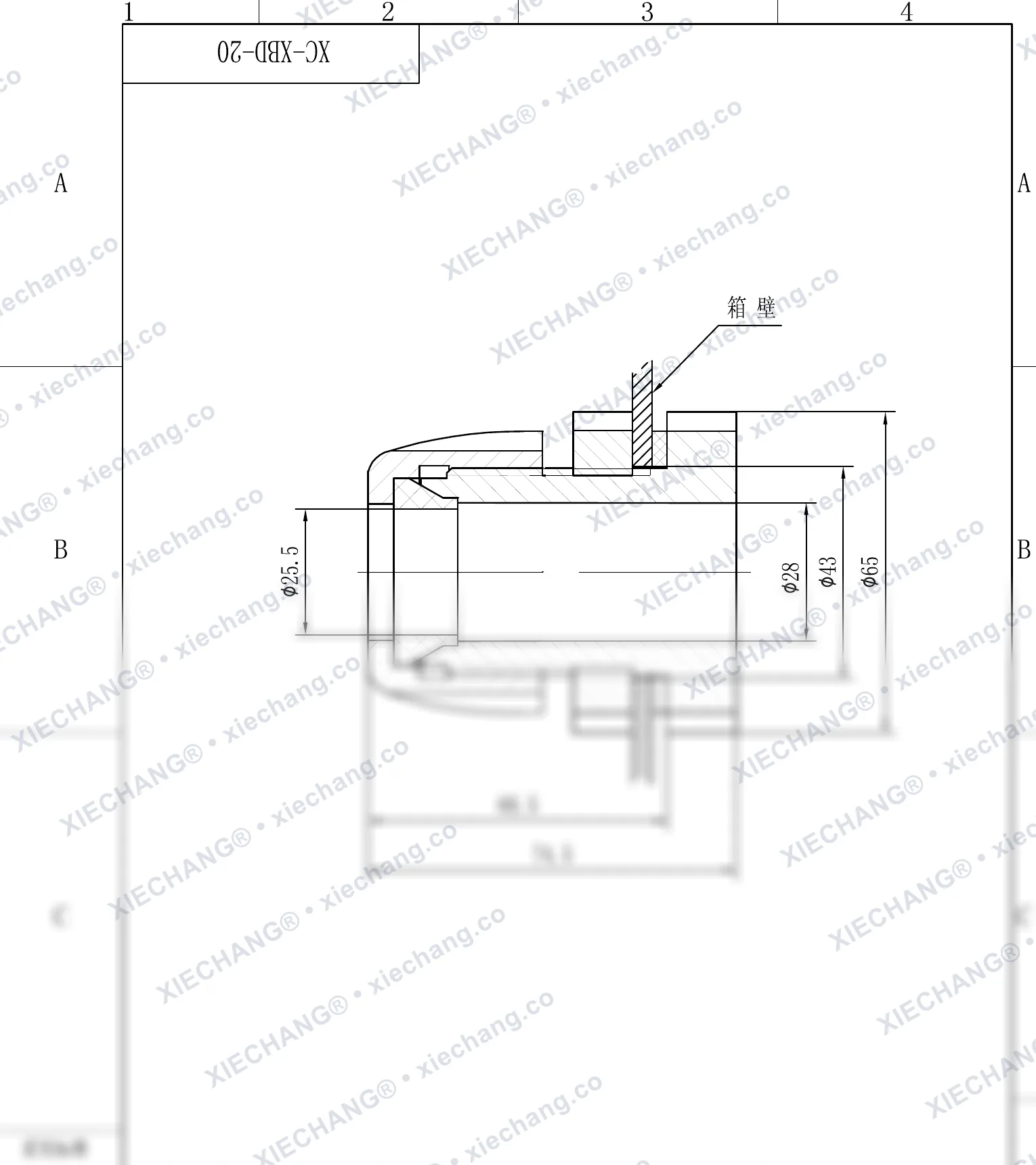 XC-XBD-20 · DN20 · اتصال دیواره‌ای تک‌سر رزوه‌دار (single-thread) — نقشه نصب