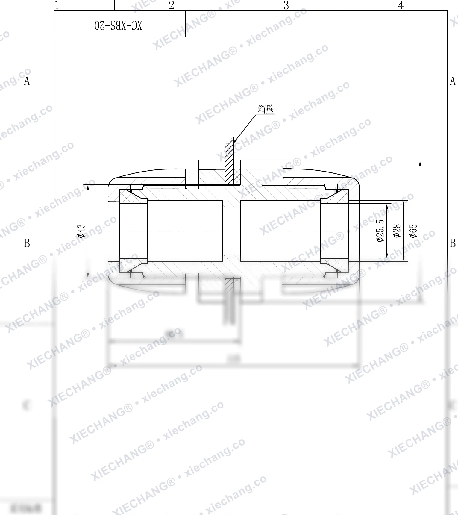 XC-XBS-20 · DN20 · اتصال دیواره‌ای دوسر رزوه‌دار (double-thread) — نقشه نصب