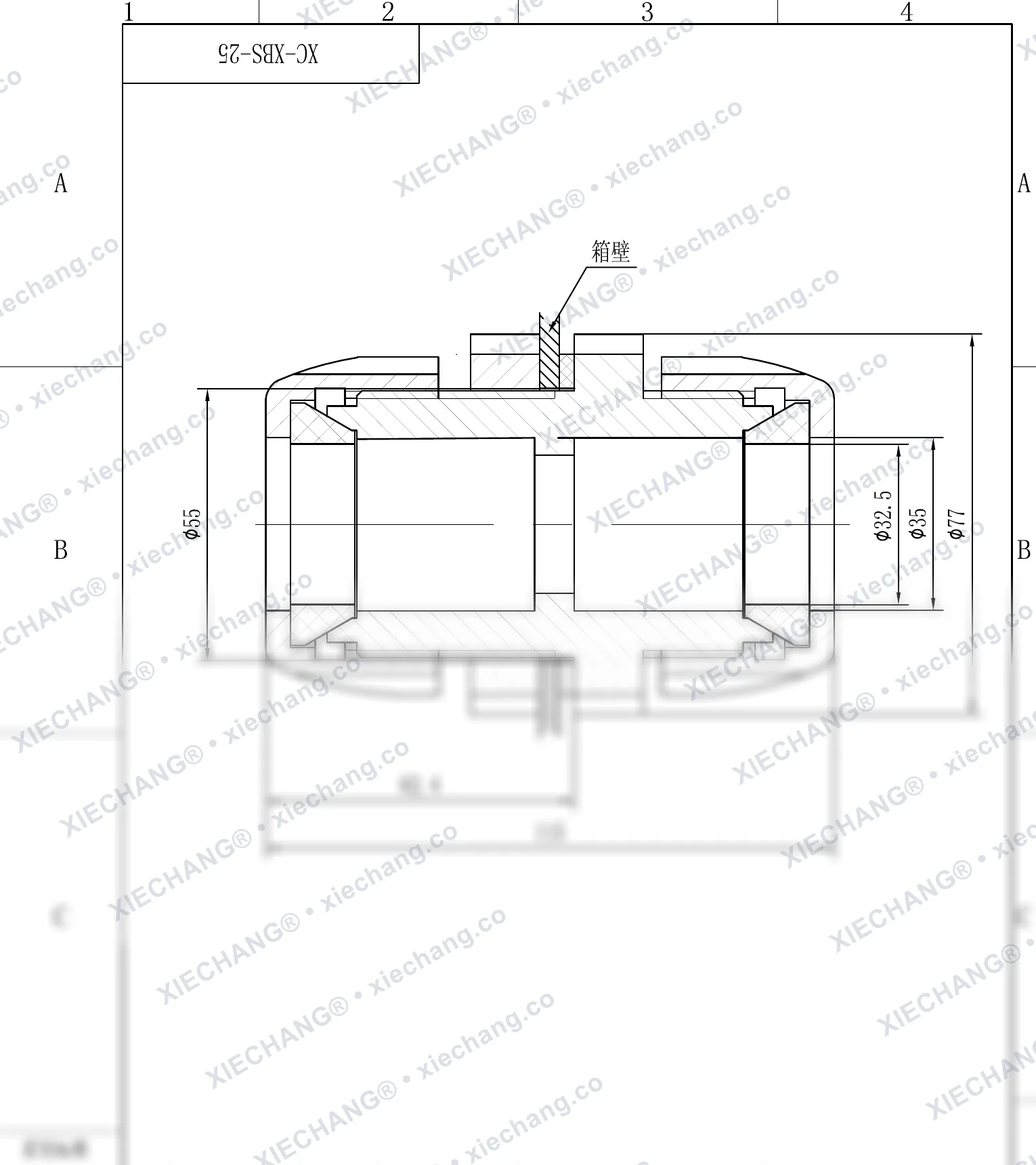 XC-XBS-25 · DN25 · اتصال دیواره‌ای دوسر رزوه‌دار (double-thread) — نقشه نصب